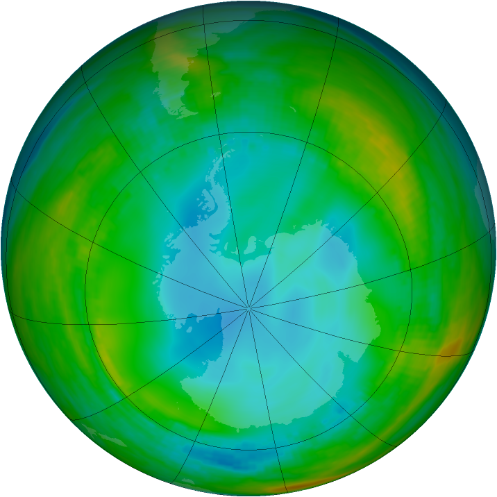 Antarctic ozone map for 17 July 1991